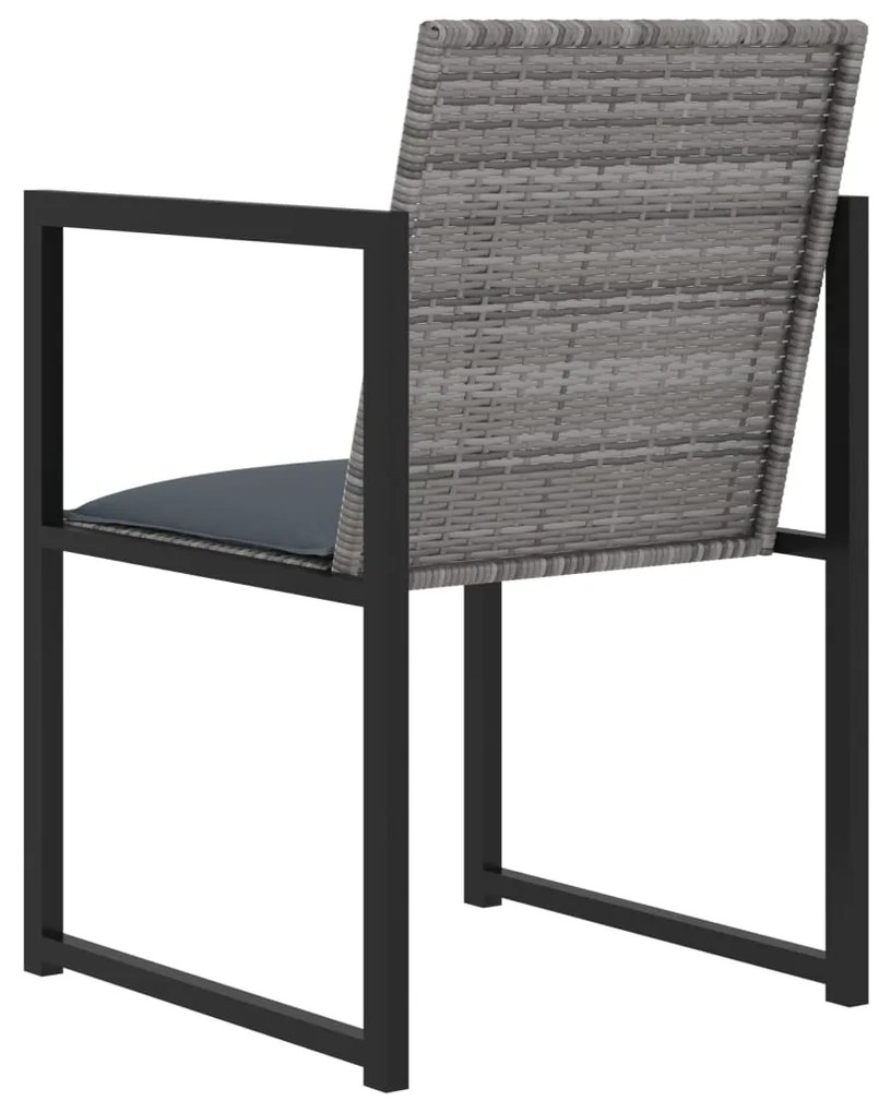 7 pcs conjunto jantar exterior com almofadões vime PE cinzento
