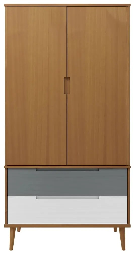 Roupeiro MOLDE 90x55x175 cm pinho maciço castanho