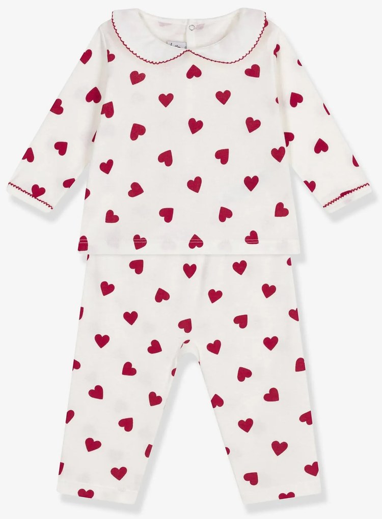 Pijama de 2 peças estampado corações PETIT BATEAU, para bebé branco