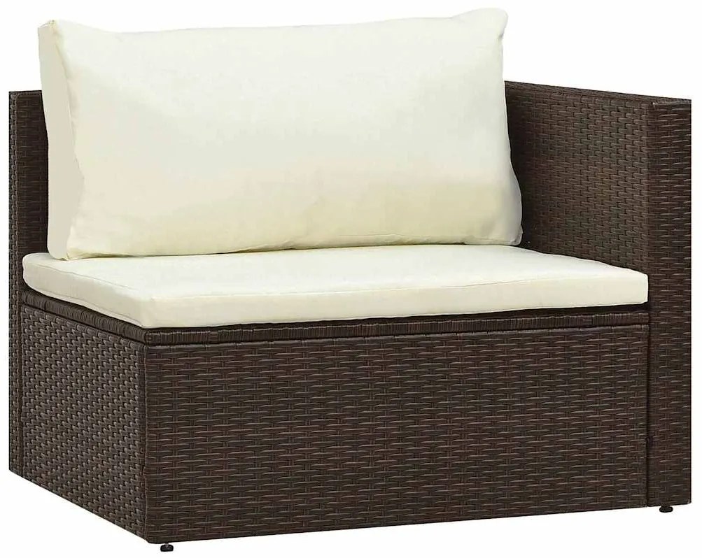 5 pcs conjunto lounge jardim c/ almofadões vime PE castanho
