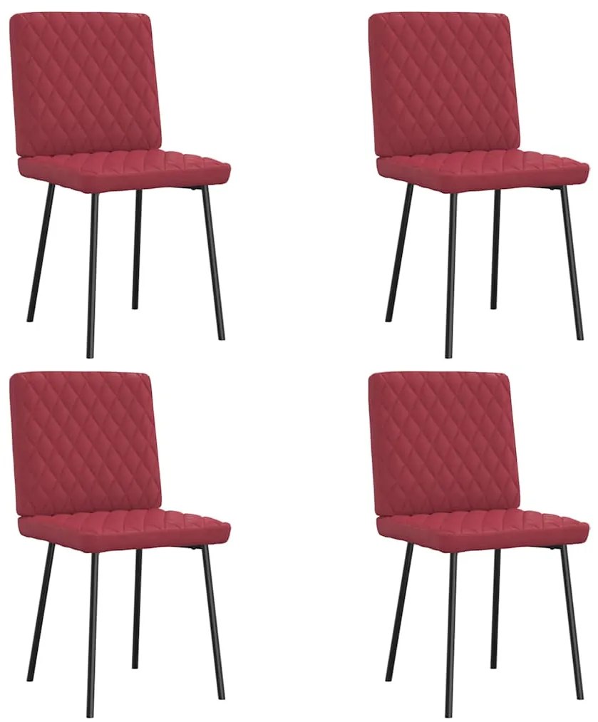 Cadeiras de jantar 4pcs couro artificial vermelho tinto