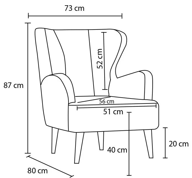 Cadeirão Karina Prestij – Castanho Cobre – 73x87x80 cm