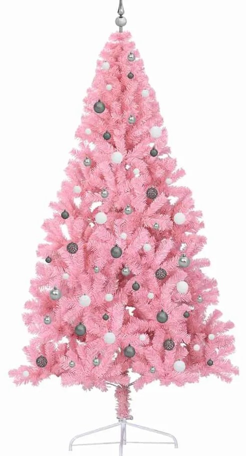 Árvore de Natal com luzes decorativas de corda Rosa 240 cm PVC