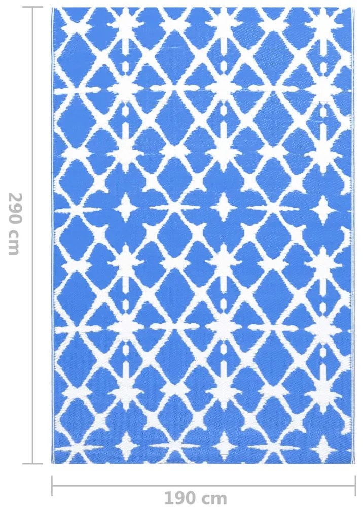 Tapete de exterior 190x290 cm ARAKIL PP azul e branco