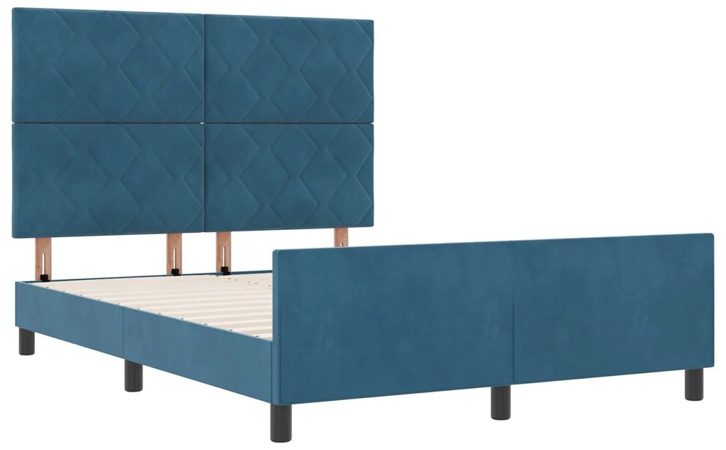 Cama vidaXL Azul Escuro 140x190 cm Veludo