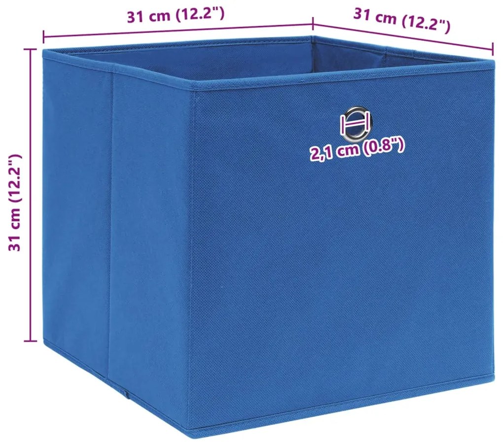 Caixas de arrumação 10 pcs 32x32x32 cm tecido azul