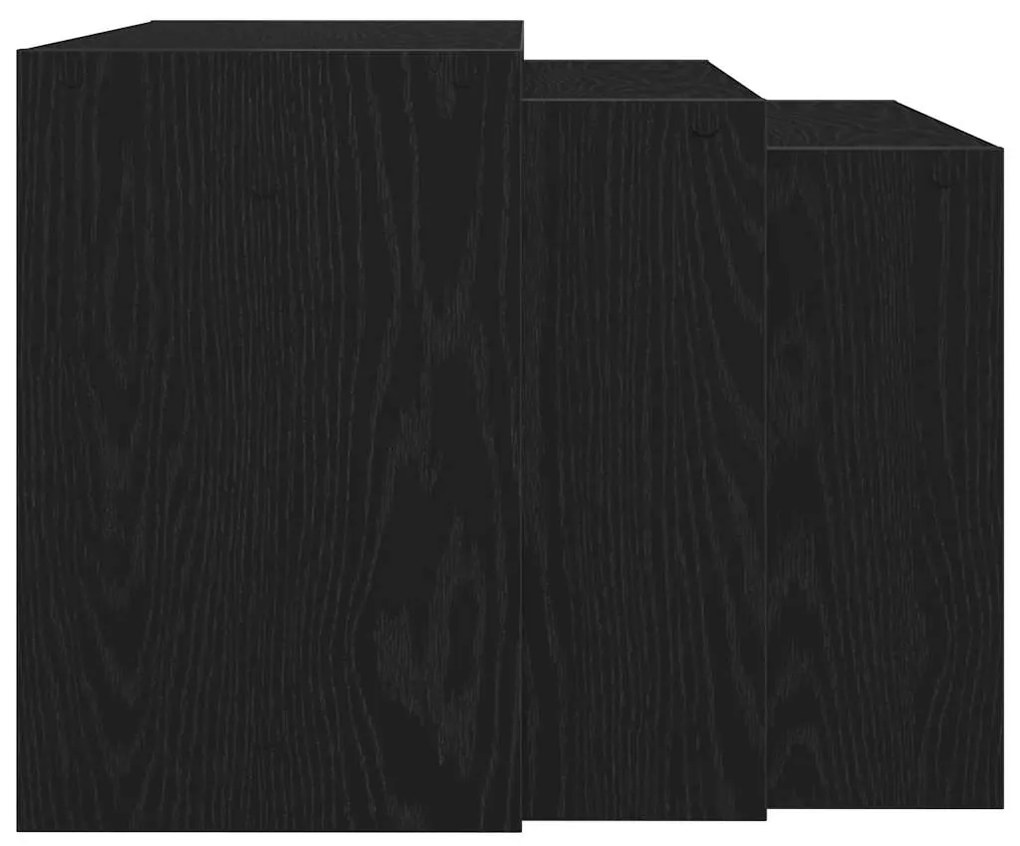 Mesas de encastrar 3 pcs derivados de madeira preto