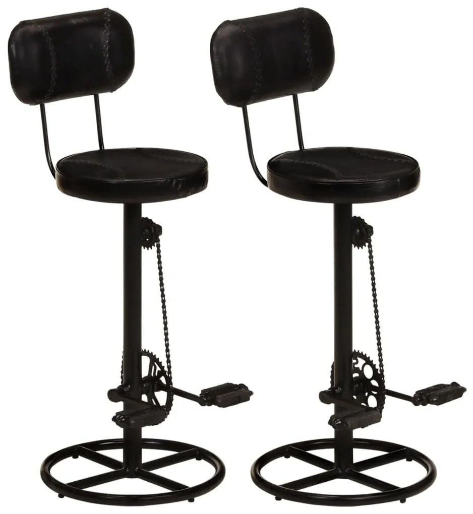 vidaXL Bancos de bar 2 pcs couro de cabra genuíno preto