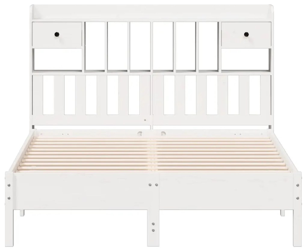 Cama com estante sem colchão 150x200 cm pinho maciço branco