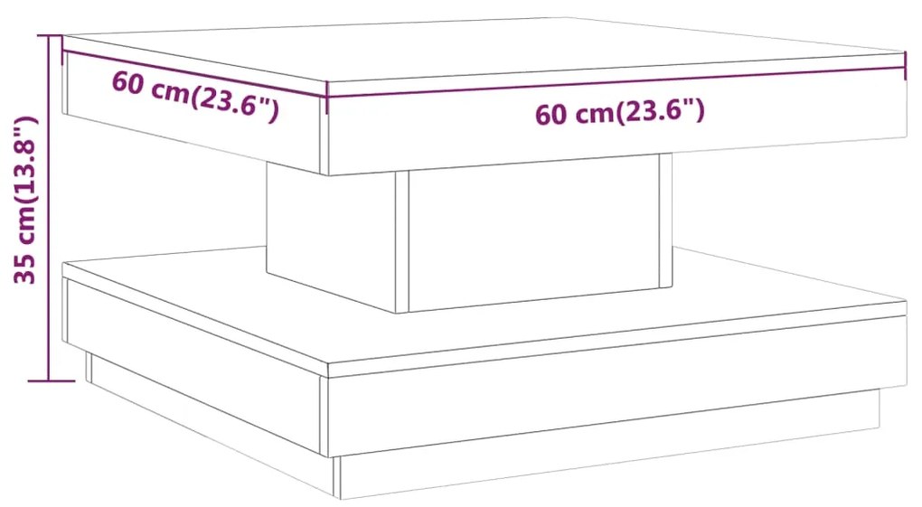 Mesa de centro 60x60x35 cm MDF castanho-claro