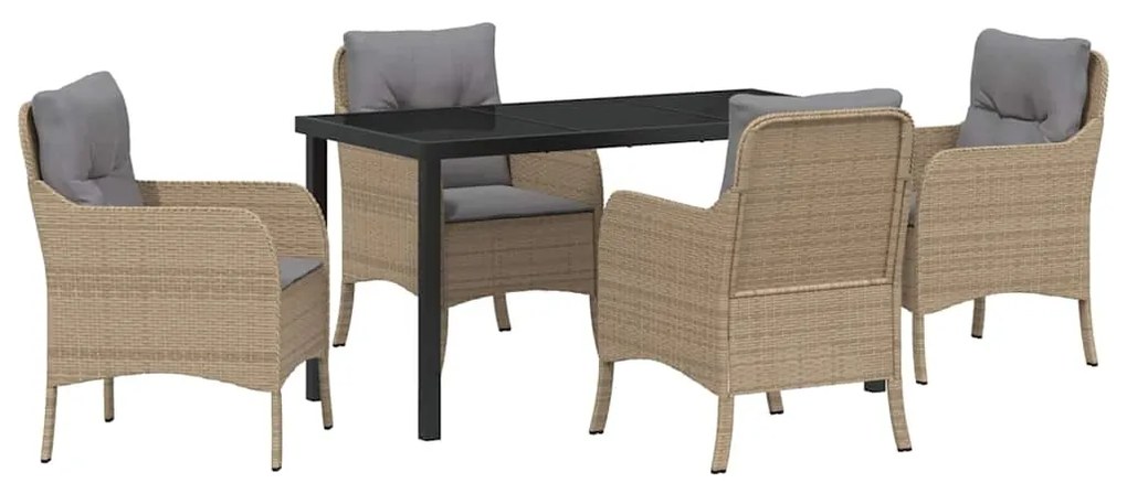 Conjunto de Jantar de Jardim com Almofadas Bege Vime PE