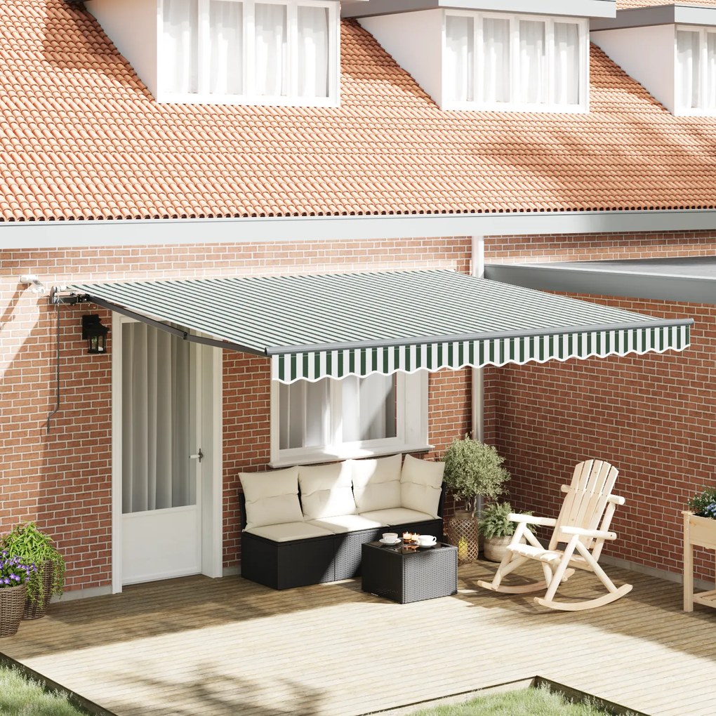 Toldo Retrátil Automático vidaXL com LED Verde e Branco 400x300 cm