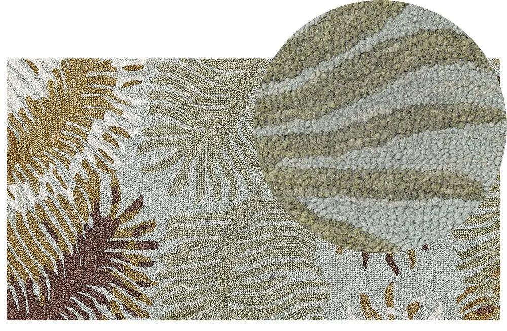 Tapete de lã com padrão de folhas multicolor 80 x 150 cm VIZE Beliani
