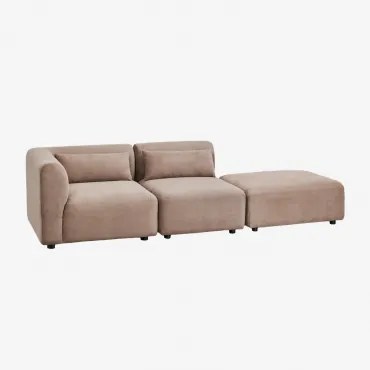 Sofá Modular De Canto Em 2 Peças Com Puff Fogler Bombazina Castanho Camel - Sklum
