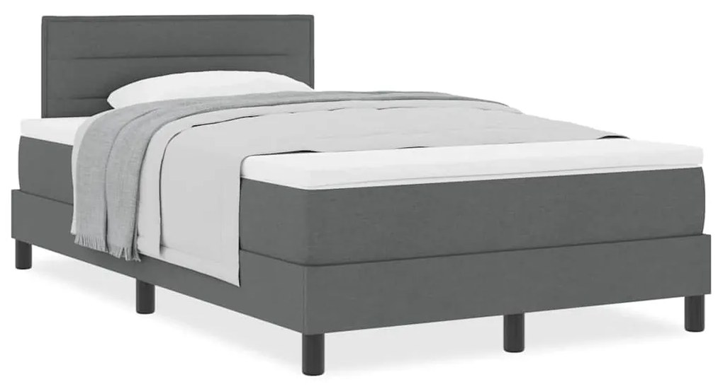 Cama Box com Colchão Cinza Escuro 120x190 cm Tecido