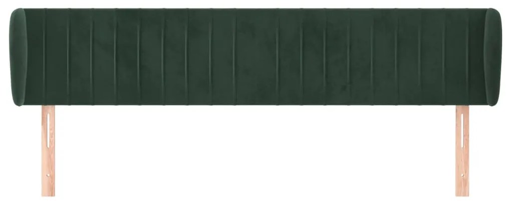 Cabeceira de cama c/ abas veludo 183x23x78/88cm verde-escuro