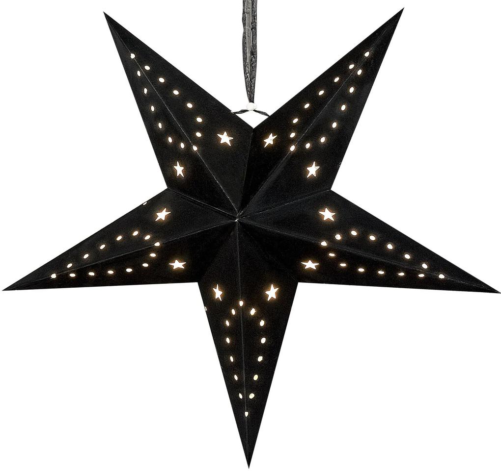Conjunto de 2 estrelas de papel com LED em veludo preto 60 cm MOTTI Beliani