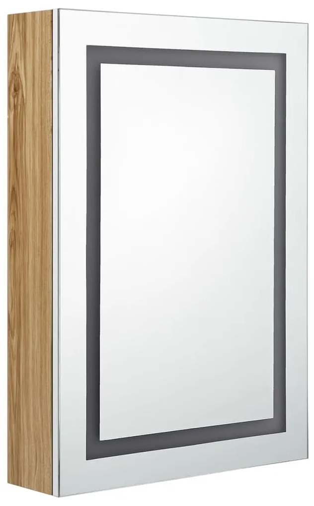 Armário espelhado casa de banho LED 50x13x70 cm branco/carvalho