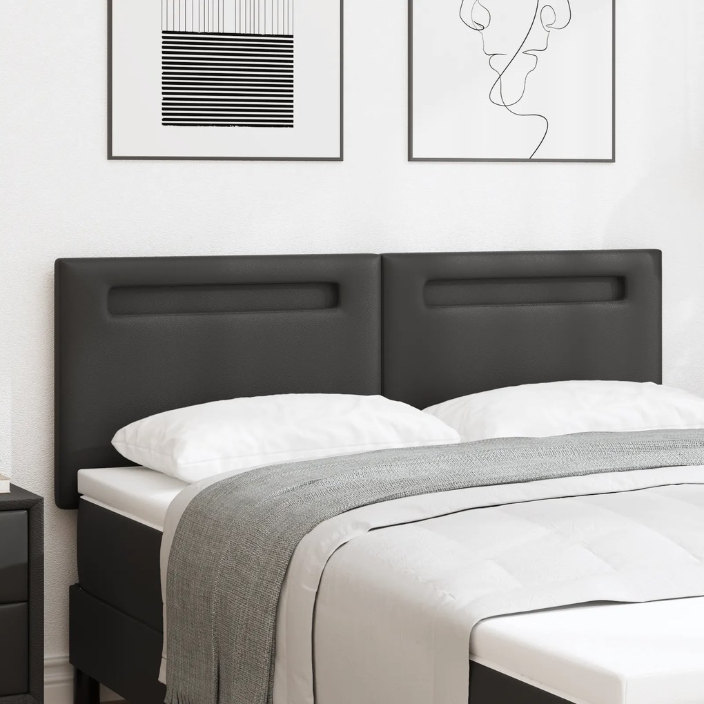 Cabeceira vidaXL Design Simples Preto 140 cm em Couro Sintético