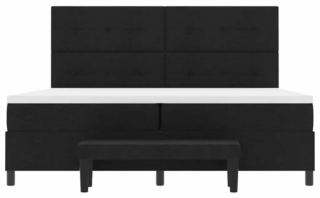 Cama Box com Colchão e Banco Preto 200x200 cm Tecido