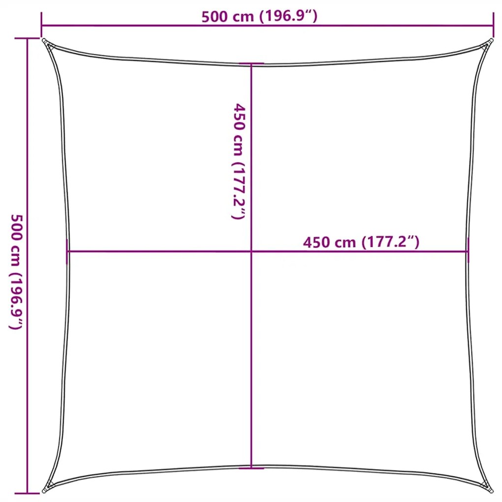 Para-sol estilo vela 160 g/m² 5x5 m PEAD branco