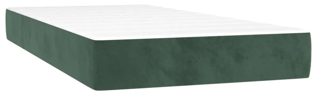 Cama box spring c/ colchão/LED 200x200 cm veludo verde-escuro