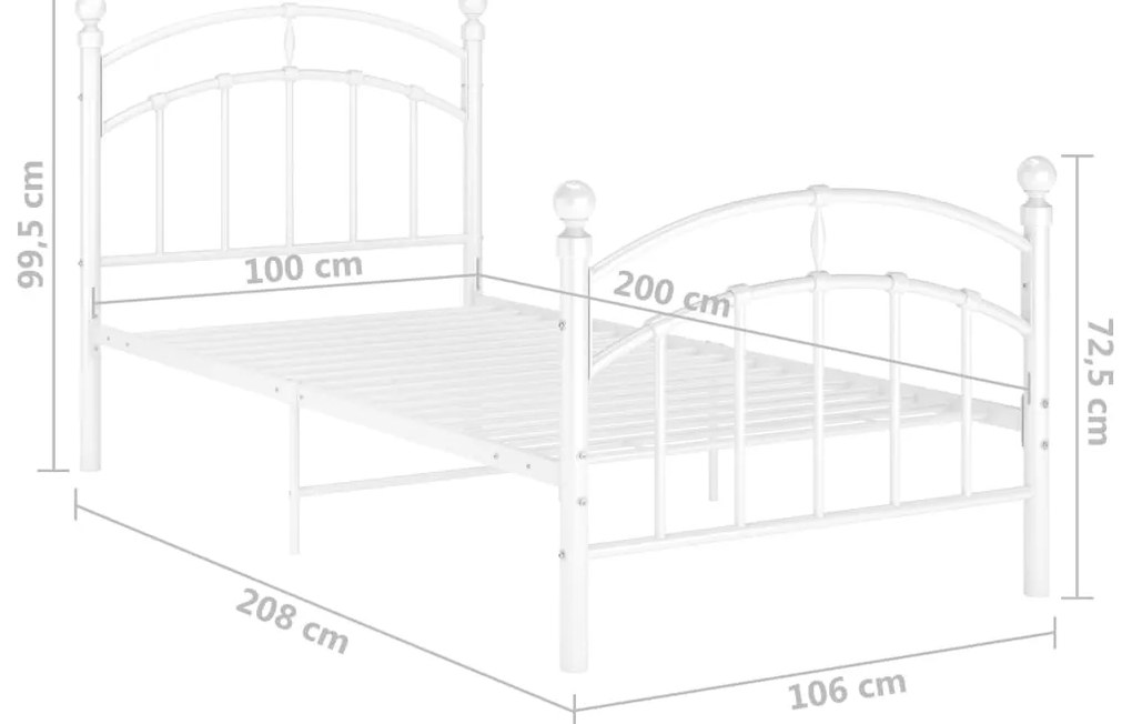 Estrutura de cama 100x200 cm metal branco