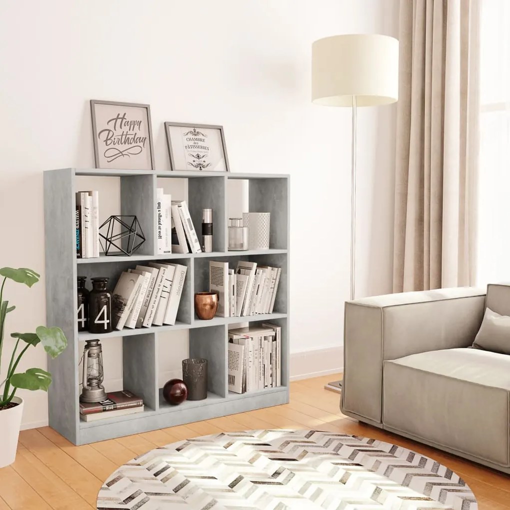 800175 vidaXL Estante 97,5x29,5x100 cm contraplacado cinzento cimento