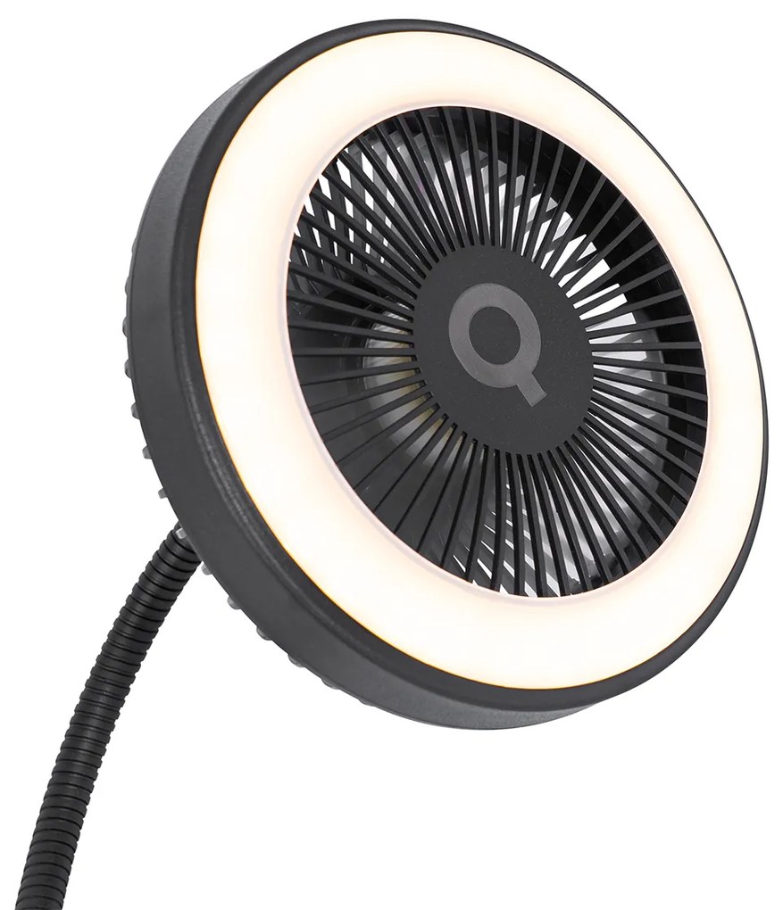 Ventilador de mesa preto com LED 2700K - Dores Moderno