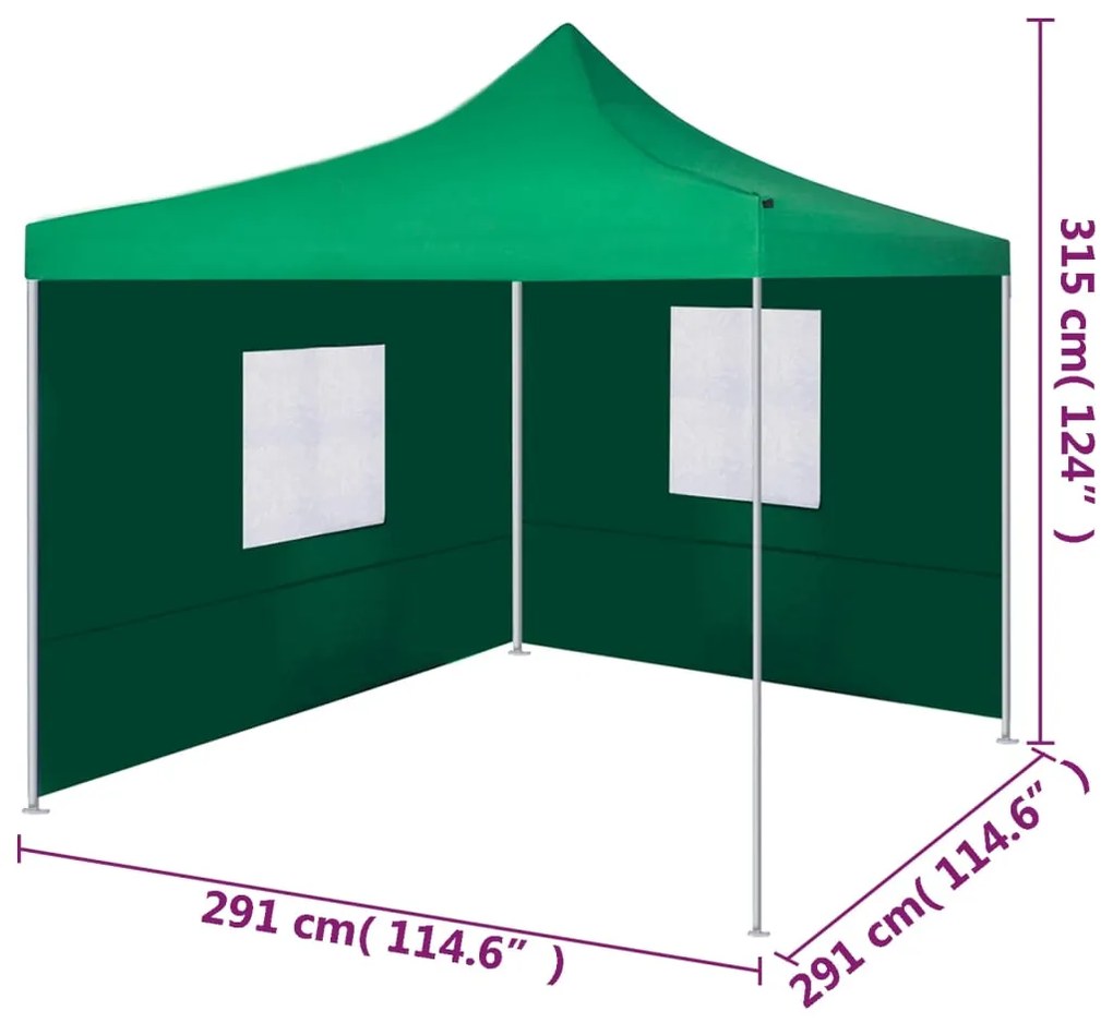 Tenda dobrável com 2 paredes 3x3 m verde