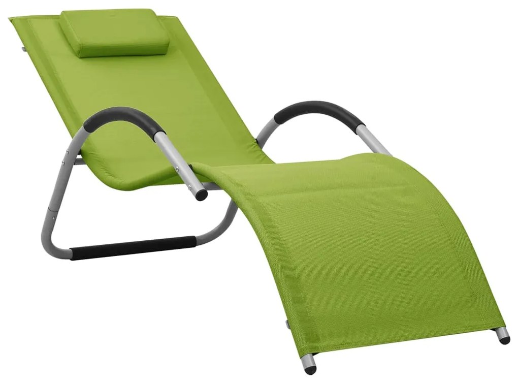 vidaXL Espreguiçadeira textilene verde e cinzento