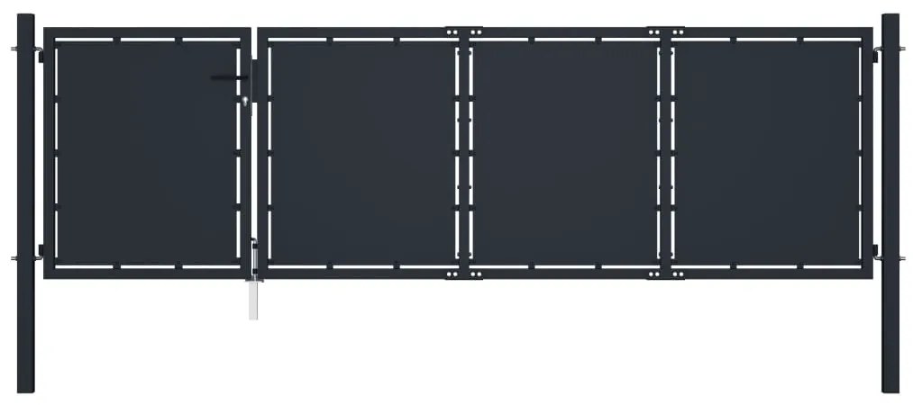 vidaXL Portão de jardim em aço 350 x 100 cm antracite