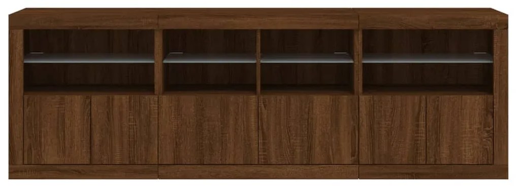 Aparador com luzes LED 202x37x67 cm carvalho castanho