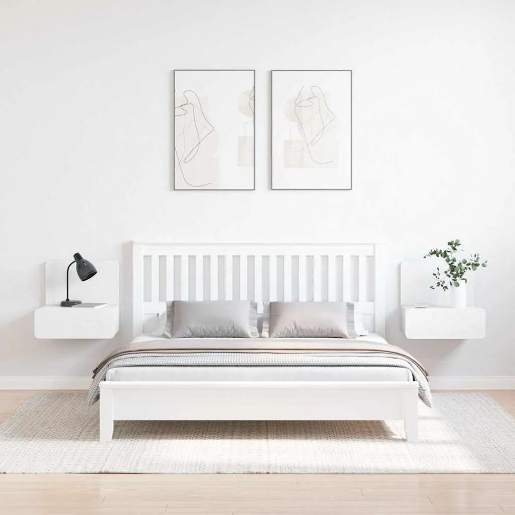 Mesa de Cabeceira Montada na Parede com gaveta 2 pcs Branco