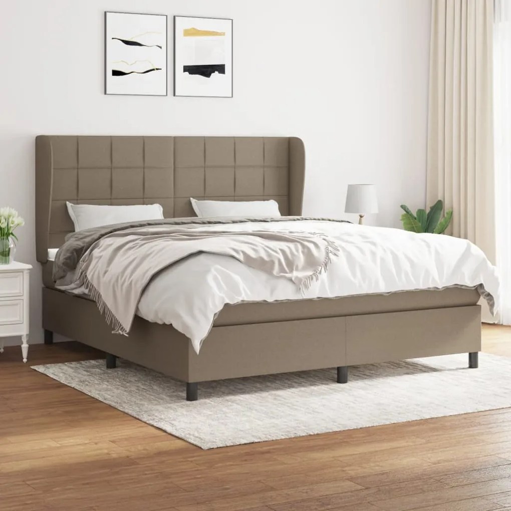 vidaXL Cama com molas/colchão 180x200 cm tecido castanho-acinzentado