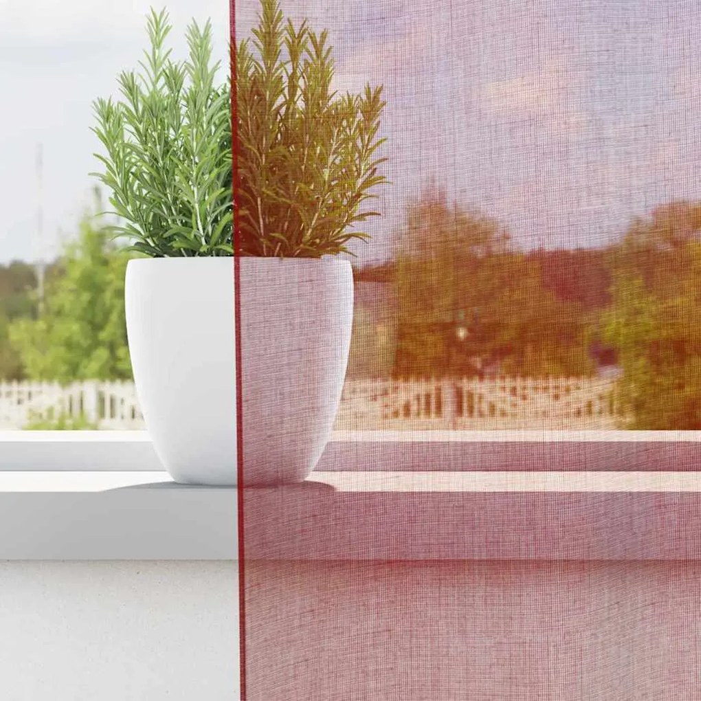 Cortinas de voile com laços 2 pcs vermelho tinto 140x245 cm