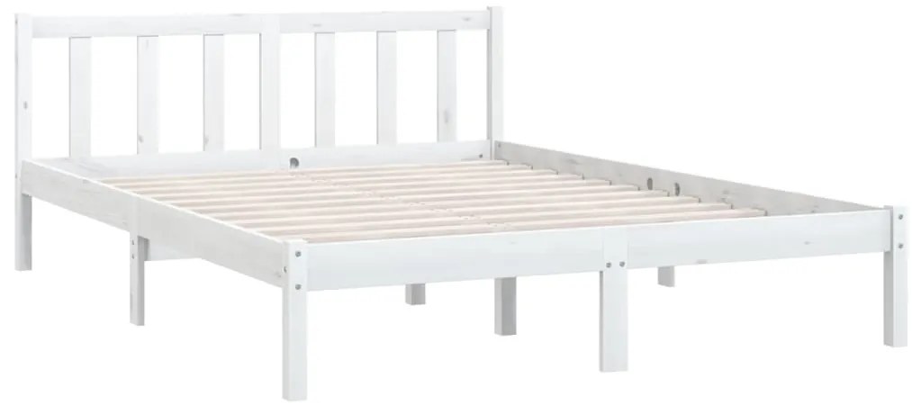 Estrutura de cama 140x200 cm pinho maciço branco