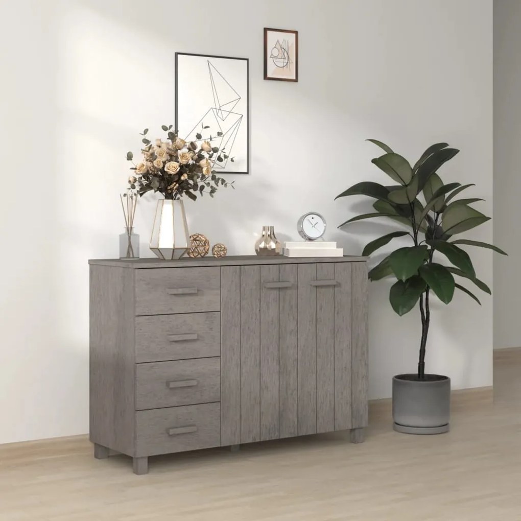 vidaXL Aparador HAMAR 113x40x80 cm pinho maciço cinza-claro