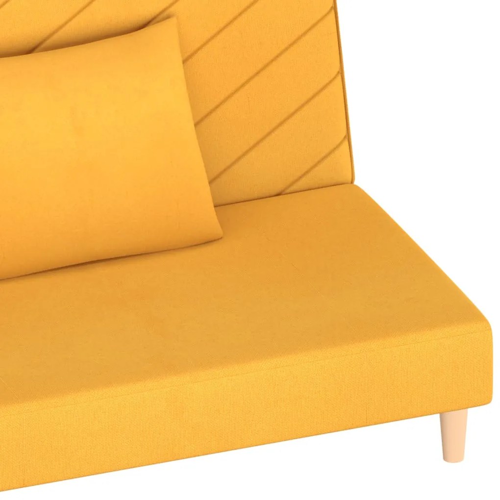 Sofá-cama 2 lugares com duas almofadas tecido amarelo