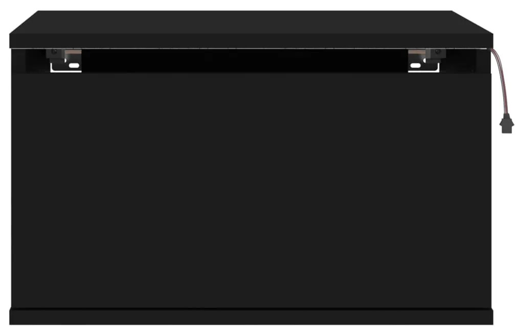 Mesa de cabeceira de parede com luzes LED preto