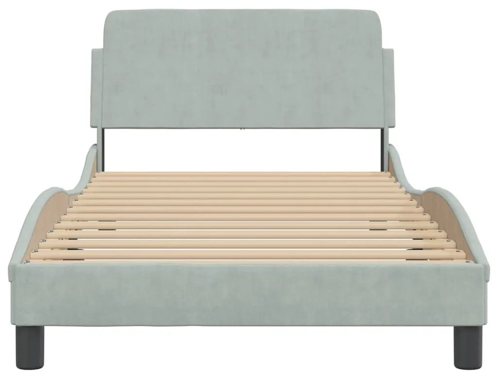 Estrutura de cama sem colchão 100x200 cm veludo cinzento-claro