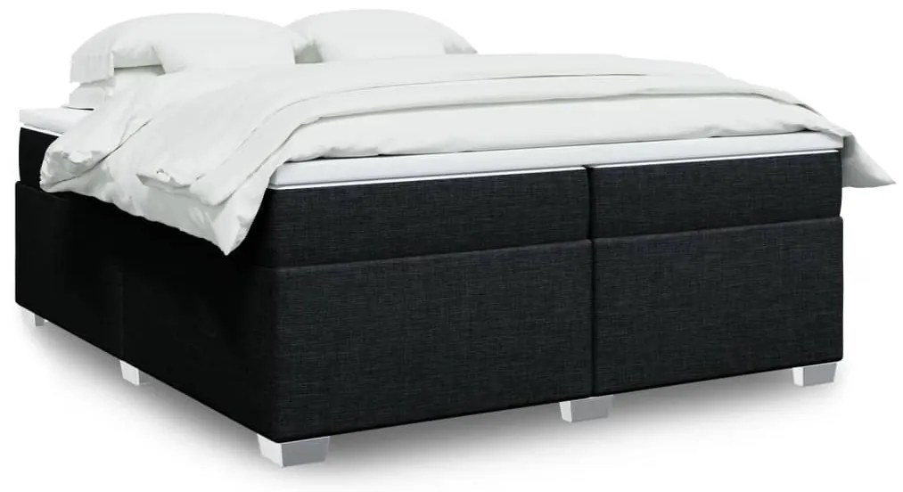 vidaXL Cama com molas/colchão 200x200 cm tecido preto