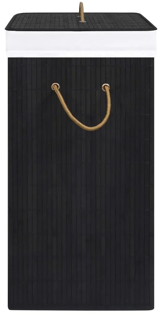 Cesto para roupa suja c/ 2 secções 72 L bambu preto