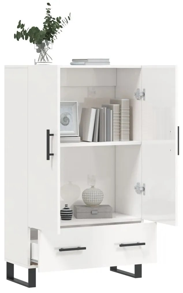 Aparador alto 69,5x31x115 cm derivados madeira branco brilhante