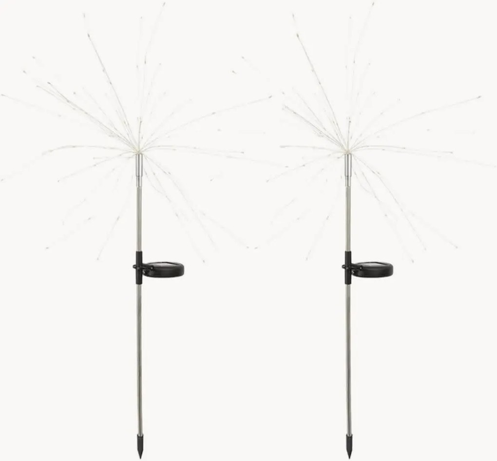 Candeeiros de estaca LED solares Fireworks, conjunto de 2
