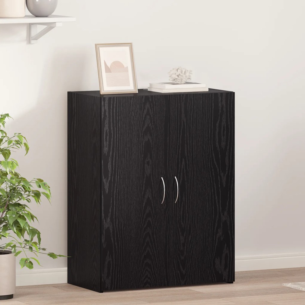 Gabinete de Escritório Carvalho Preto 60x32x77.5 cm Madeira Engenheira