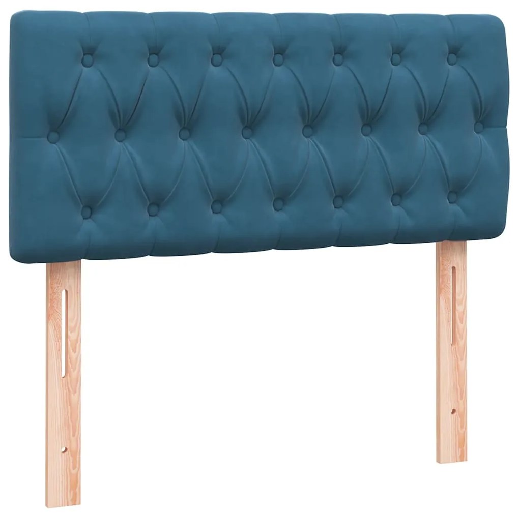 Cama com molas/colchão 90x220 cm veludo azul-escuro