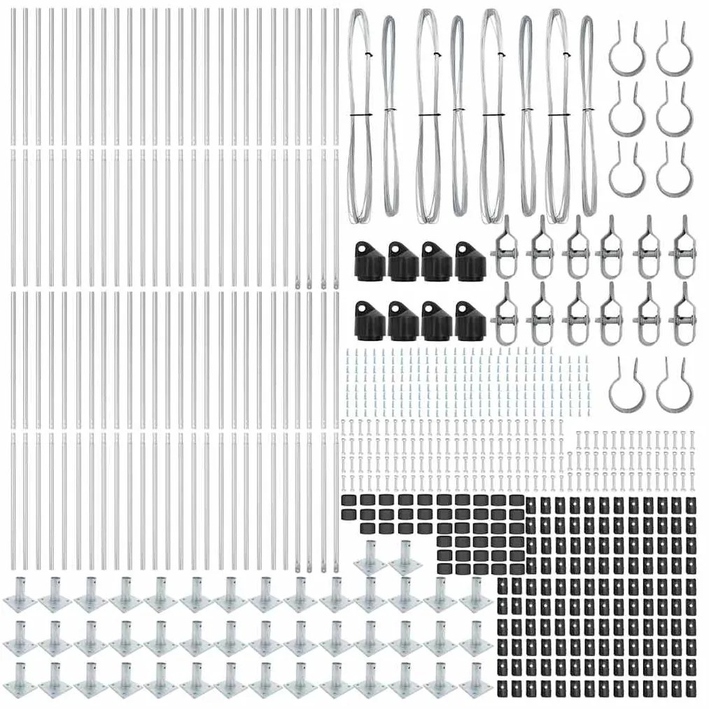 Postes de Cerca com Bases - 52 peças Ø32mm, 83,5cm, Aço Galvanizado
