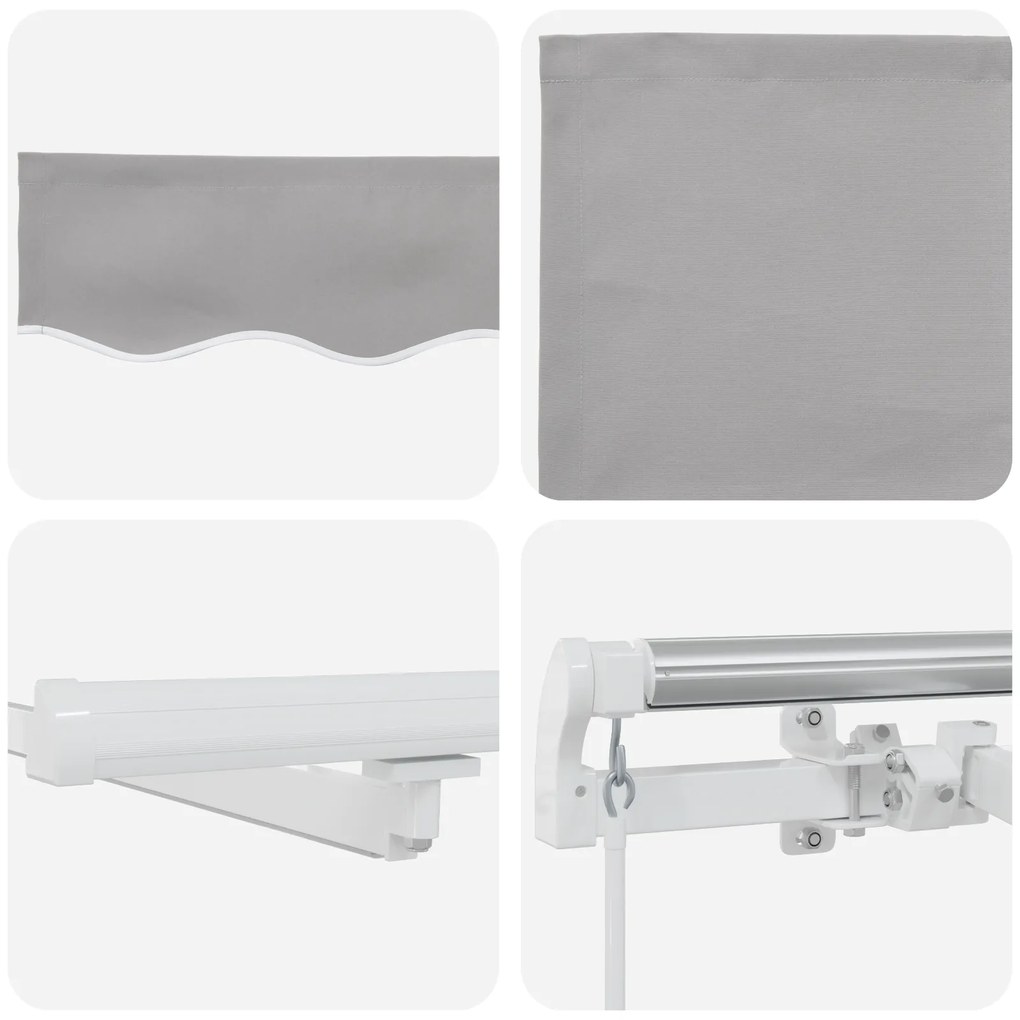 Toldo Retrátil Manual com LED Cinzento-Claro 600x300 cm, Tecido de Sub
