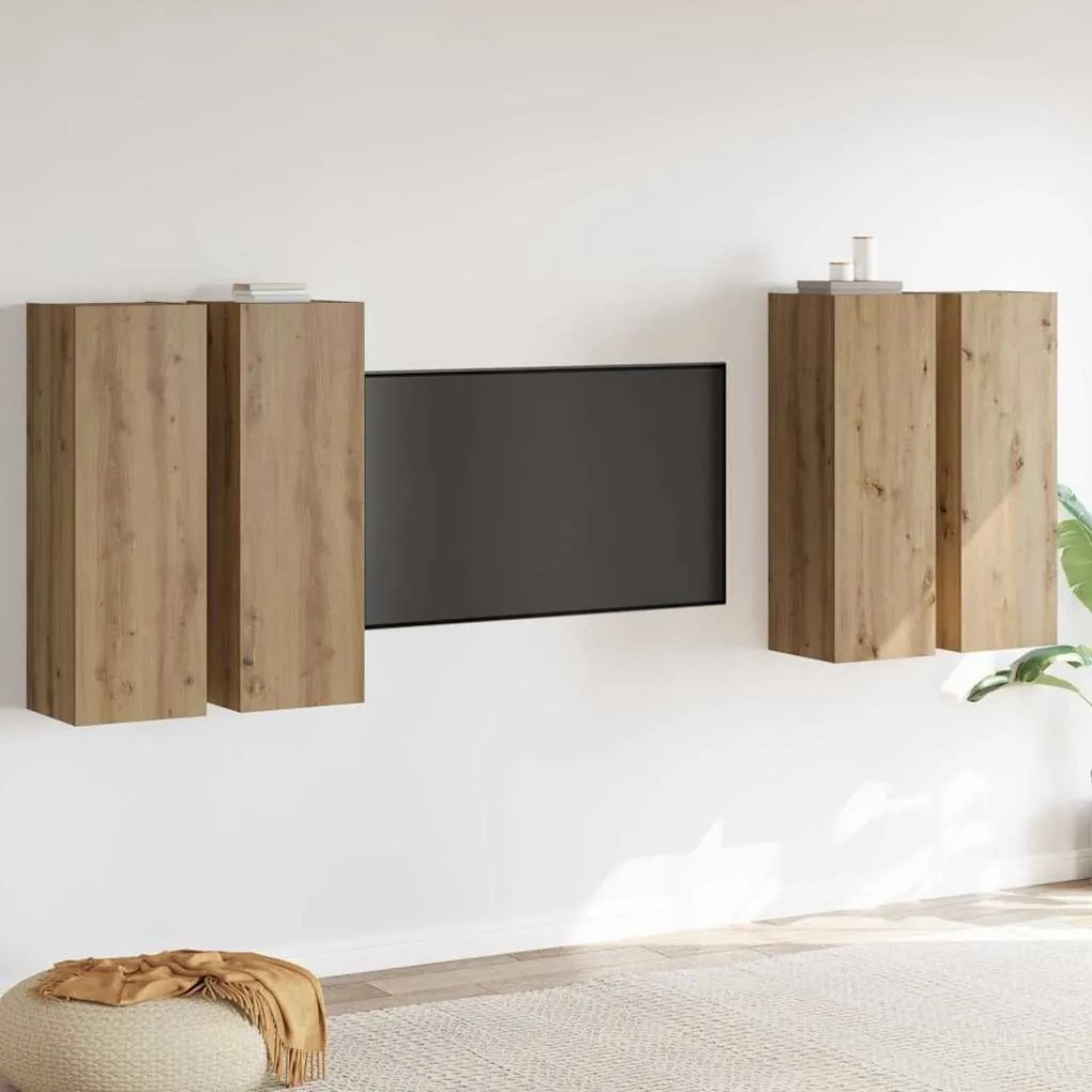 vidaXL Conjunto de Estantes para TV 4 pcs carvalho artisiano